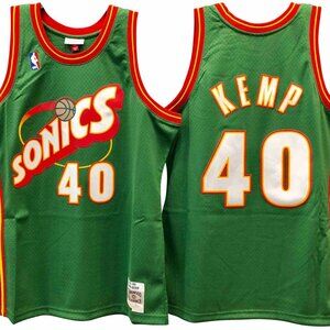 Mens 40 Shawn Kemp Seattle Supersonics Sonics Throwback Edition Green Jersey